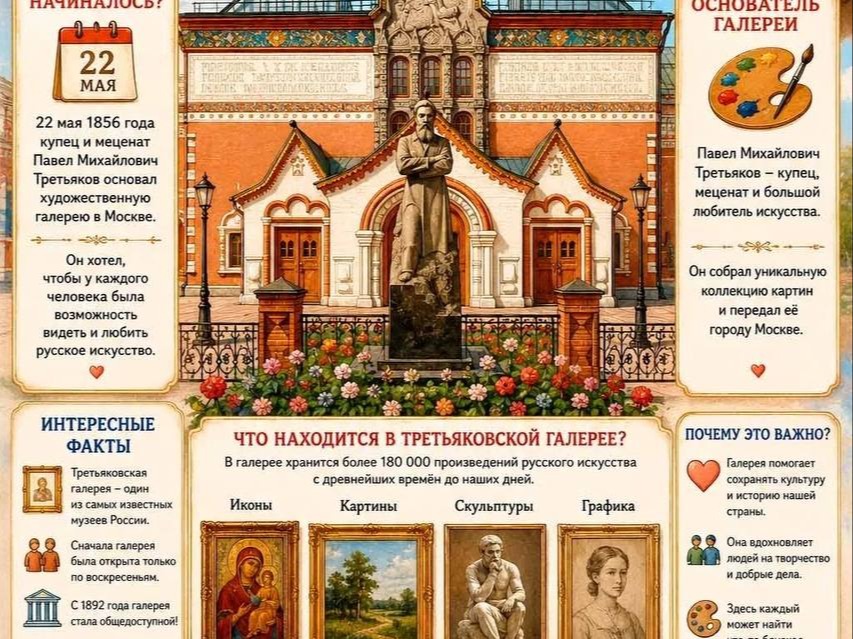 22 мая исполнилось ровно 170 лет со дня основания Государственной Третьяковской галереи.